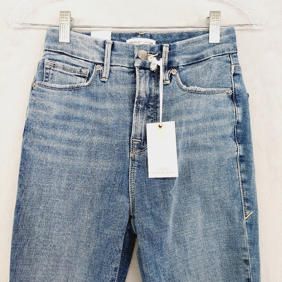 New Good American Good Waist Blue Crop Jeans P3095 - Picture 4 of 10